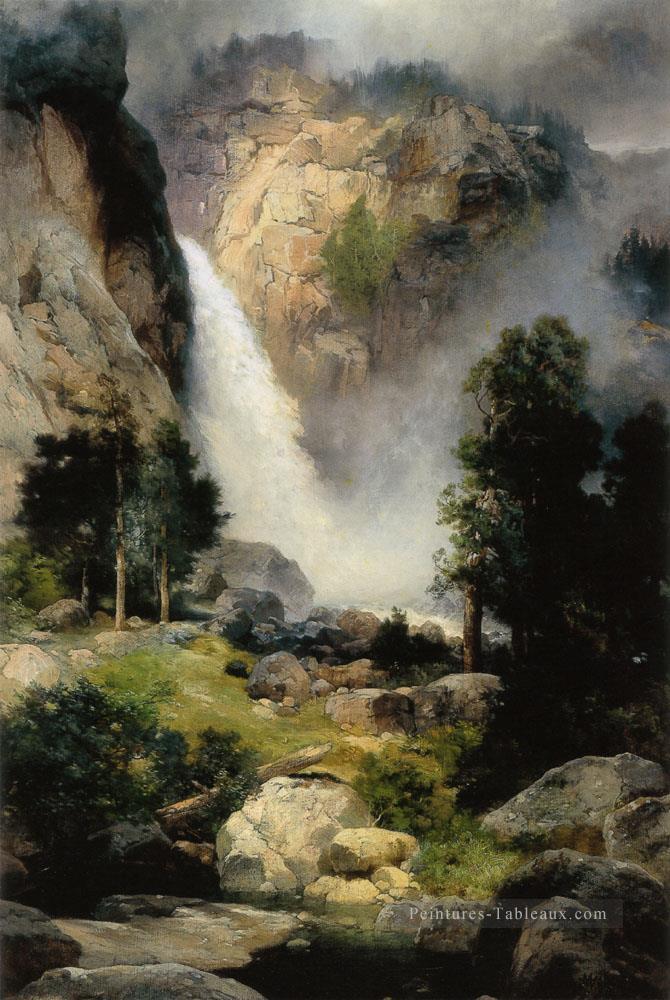Chutes de Cascade Yosemite montagnes Rocheuses école Thomas Moran Peintures à l'huile